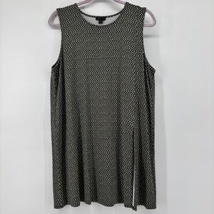 J. Jill Wearever Olive Green Ikat Dot Sleeveless Tunic Tank Top Large Petite